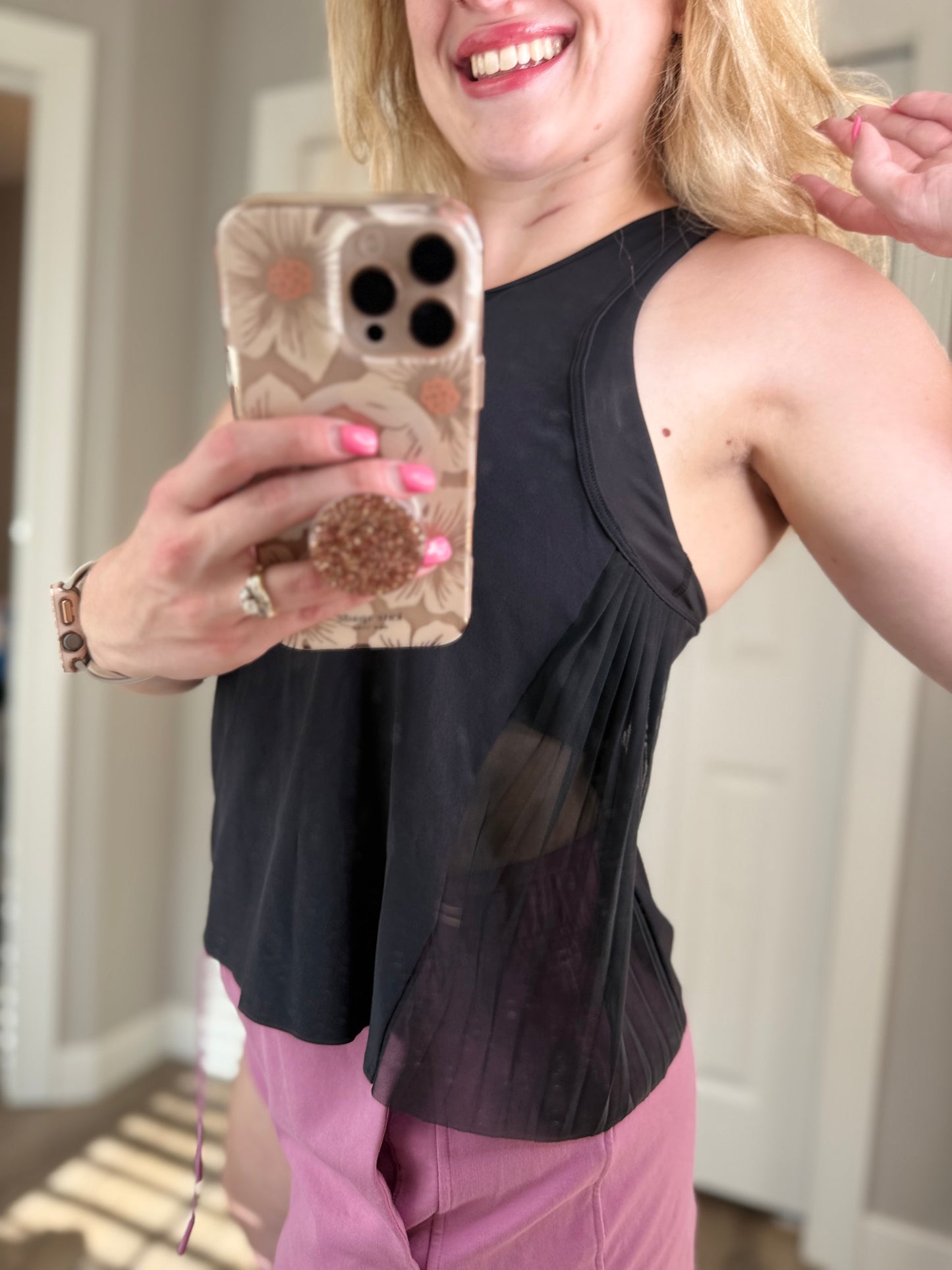 Side Pleats Tennis Tank *Size 6 & 8