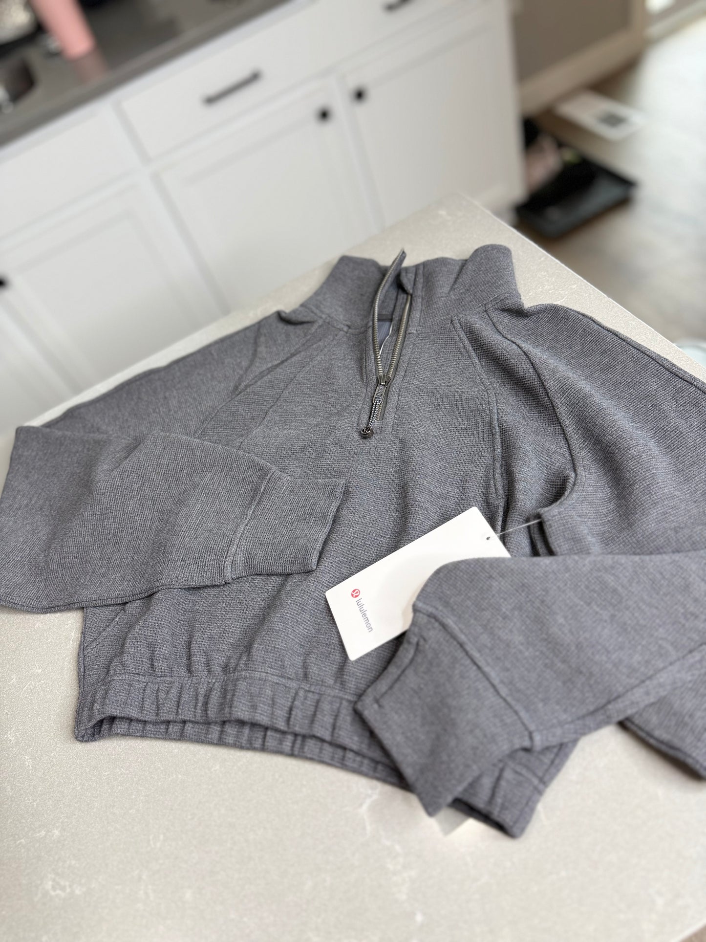 Scuba Cropped 1/2 Zip Funnel Neck* Waffle* Size XS