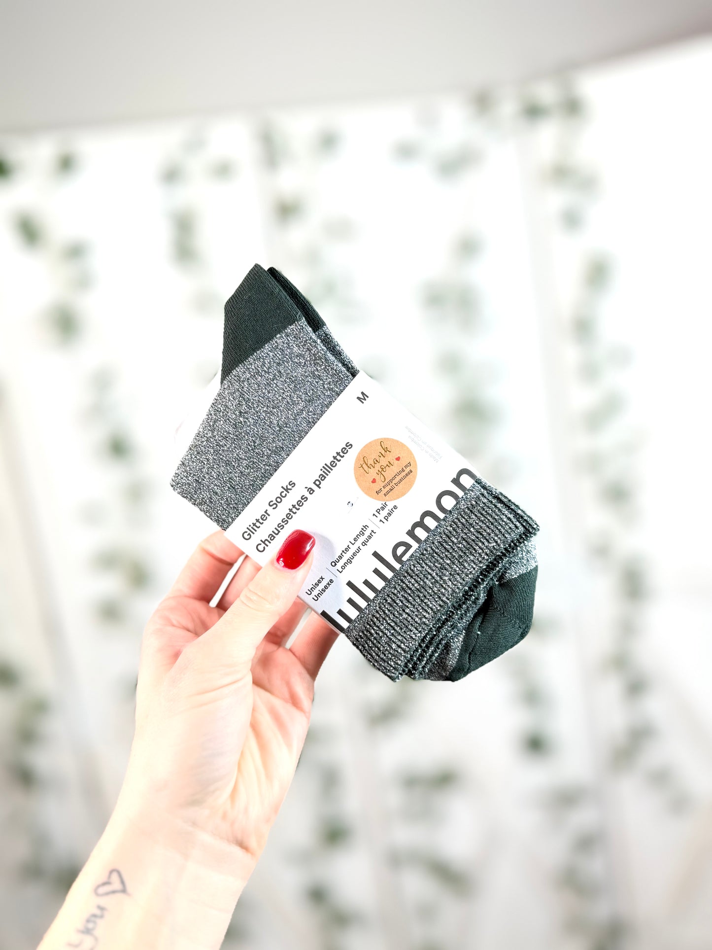 Unisex Glitter Quarter Socks *Size M