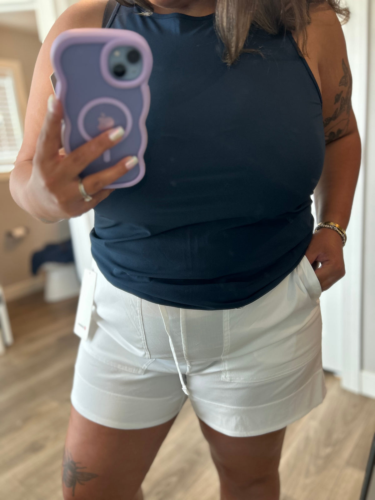 Cotton-Blend Poplin High-Rise Short 4” *Size XL