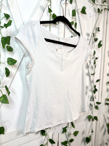 Cap-Sleeve Henley T-Shirt *Size L & XL
