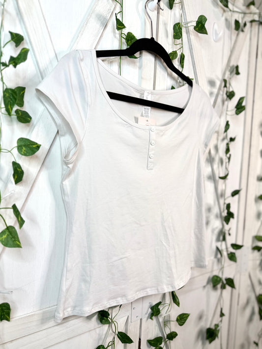 Cap-Sleeve Henley T-Shirt *Size L & XL