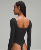 Nulu Square-Neck Long Sleeve Bodysuit