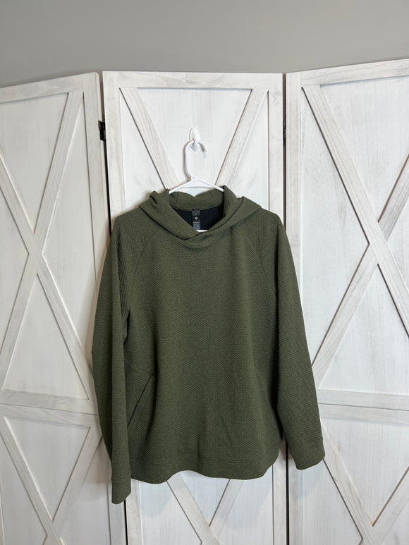 Textured double knit cotton hoodie